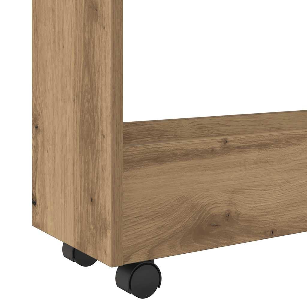 Carro de almacenamiento estrecho de roble Artisan, 3 niveles, 60 x 22 x 80 cm, carrito auxiliar con ruedas y espacio de almacenamiento para cocina, comedor, bar, carro de nicho, móvil y