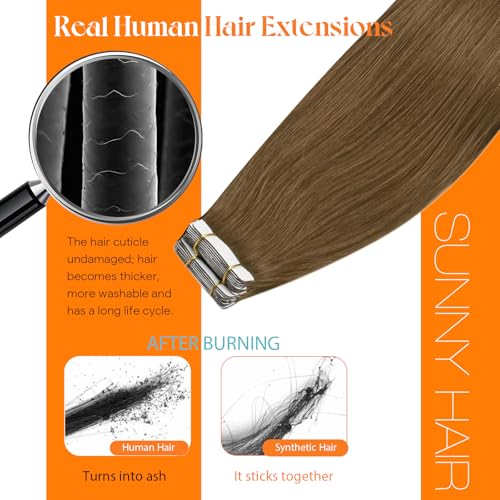 Image of Sunny Hair Tape in Hair Extensions Human Hair Light Brown 24in