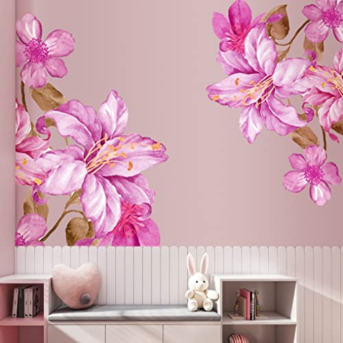 Vinilos Decorativos Flores Rosadas Gigantes 30x90 cm Pack 2