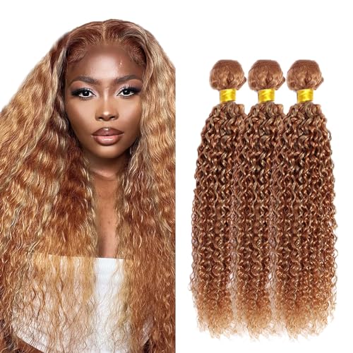 P27/30 Blonde Bundles Human Hair Water Wave Bundles 14 16 18 Inch Unprocessed Brazilian Virgin Remy Hair 3 Bundle Highlight Brown Water Wave Human Hair Extensions 100 Gram Per Bundle