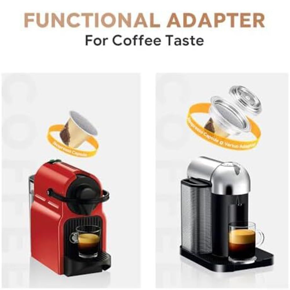 Adapter kapsułek do kawy wielokrotnego użytku 2 w 1 do wszystkich maszyn, przyjazny dla środowiska, trwały, kompatybilny z dużymi i małymi modelami. Zrównoważone rozwiązanie do kawy dla lepszego
