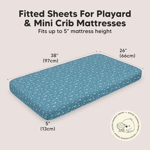 Image of 2-Pack Mini Crib Sheets Fitted, 38x26 Pack N Play Mattress Sheets (Dragon Tale)