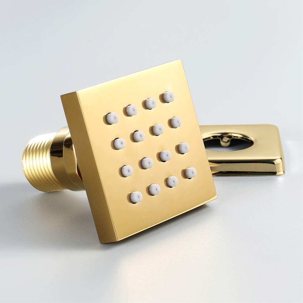 Ducha de lluvia LED con pantalla digital, mezclador de lluvia dorado, juego de grifo de ducha montado en el techo con cabezal de ducha, ducha de mano,