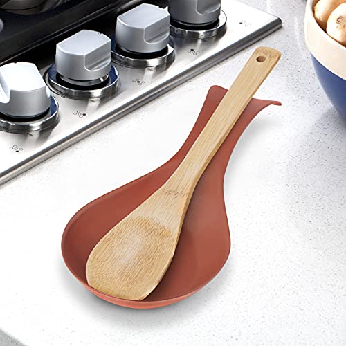 image for OGGI Stainless Steel Spoon Rest- Long Handle Holds Kitchen Utensils in