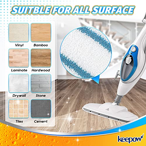 KEEPOW Steam Cleaner Accessories Compatible with PurSteam Steam Mop Cleaner - Washable Microfiber Pads for Hardwood Floor Cleaning, Universal Microfiber Cloths (6 Pack)