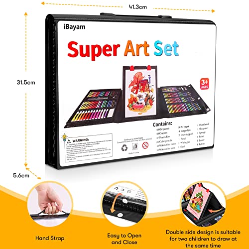 Ibayam Art Kit, Art Supplies Drawing Kits, Arts And Crafts For Kids, Gifts For Teen Girls Boys 6-8-9-12, Art Set Case With Trifold Easel, Sketch Pad, Coloring Book, Pastels, Crayons, Pencils #TOP7