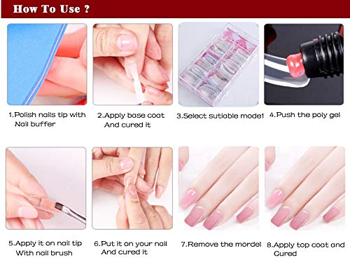 Mobray Poly Nail Gel Manicure Set Extend Builder Gel Kits Finger Nail Extension UV LED Acrylic Builder Gel Nail Fack Nail (#06-Milk White - 30ml) 4