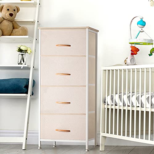 COSYLAND Commode smalle kast met 4 laden van stof opbergtoren, stabiel meubilair voor slaapkamer badkamer… - Image 5