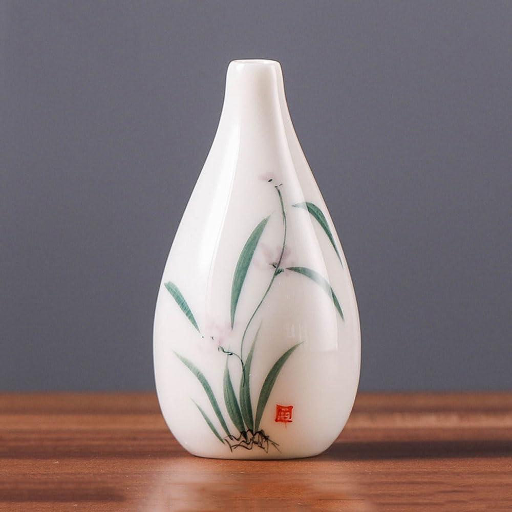 asdchZen Farmhouse Decor Hand Painted Colorful Ceramic Small Vase For Country Home Decoration, Living Room Decoration, Table Decoration, Fireplace, And Entrance Decoration Centerpieces,E