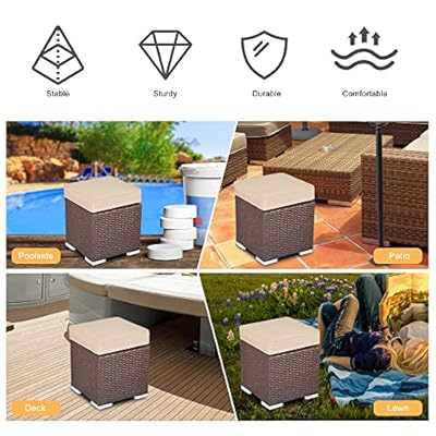 Green4ever Patio Outdoor Ottoman, 2 Pieces All Weather Wicker Rattan Furniture Ottoman Seat Footstool Footrest with… 51jRbkNWGoL. SS400