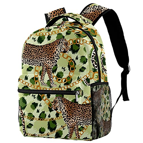 Sac à dos de voyage léopard avec porte-bouteille pour fille et garçon