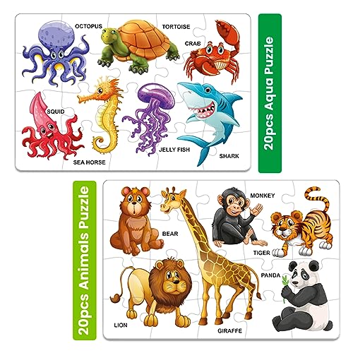 Image of Jigsaw Puzzle Library for Kids | Set of 8 Edu Subjects | 160 Pcs Puzzle | Pet, Animal, Bird, Aqua, Fruit, Vegetable, Flower, Vehicle | Perfect Edu Puzzle for Girls & Boys | (Age 4+)