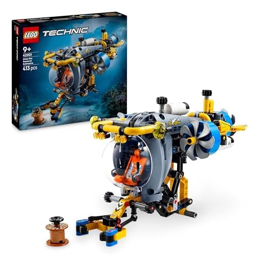 LEGO Technic Deep-Sea Research Submarine Toy - Vehicle Set with Spinning propellers, Air tanks and a cockpit for Imaginative Play - Birthday Gift for 9+ Year Old Boys & Girls 42201