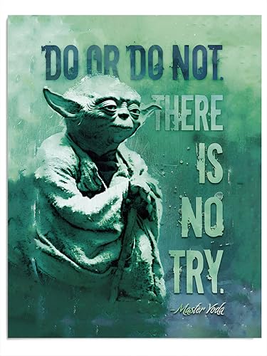 AMERICAN LUXURY GIFTS There Is No Try - Inspirational Master Yoda Quote Wall Art Print, Motivational Typographic Decor for Living Room, Office and Home Spaces (Unframed, 11 x 14 inches)