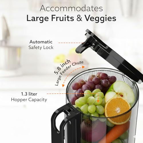 Image of AGARO Regency Cold Press Juicer for Home, 250 Watt AC Motor Slow Juicer Machine, Fruit, Vegetable Juice & Nut Milks, Easy Assembly, Cleaning, Intelligent Safety Features & Auto Reverse, BPA-Free