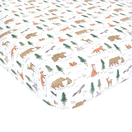 Image of Hudson Baby Unisex Baby Cotton Fitted Crib Sheet, Sweet Woodland, One Size