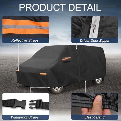 Image of X AUTOHAUX Car Cover Outdoor Waterproof Sun Rain Snow Hail Protection with Left Side Door Zipper 210D-PU for Ford Transit Connect