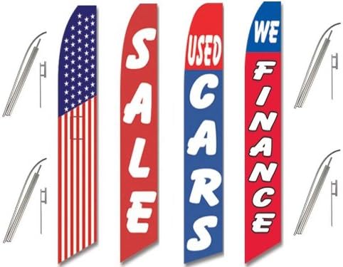 4 Swooper Flags Pole Kits Usado Car Auto Venta Americana Rojo Blanco Azul Patriótico