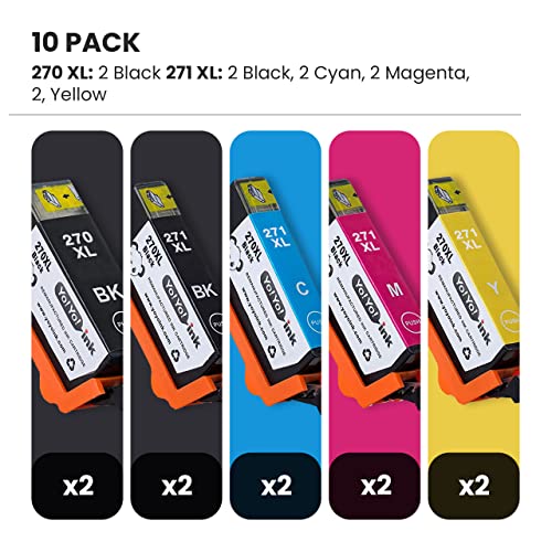 Yoyoink Compatible Printer Ink Cartridge Replacement For Canon Pgi-270Xl 270 / Cli-271Xl 271 High Yield For Ts6020 Mg6820 Mg6821 (2 Big Black, 2 Pigment Black, 2 Cyan, 2 Magenta, 2 Yellow, 10-Pack) #TOP1