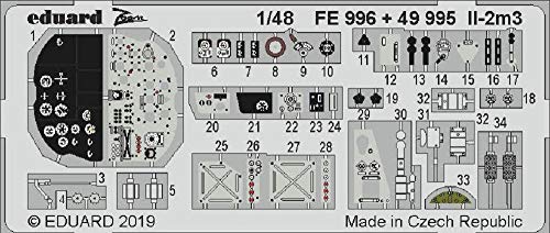 Eduard Photetch 1:48 iL-2m3 Tamiya : détails en photodécoupe peinte pour cockpit de maquette