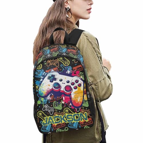 M YESCUSTOM Personalized Backpack For Boys Custom Kid's Name Backpack Customizable Game Pattern Bookbag, Back-to-school Gift for Son Grandson4