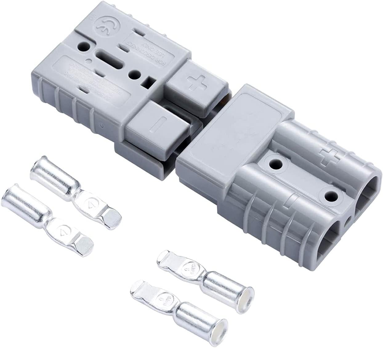 2pc Battery Quick Connector Kit 50a Plug Connect Disconnect Winch Trailer (50A 6AWG -Grey)
