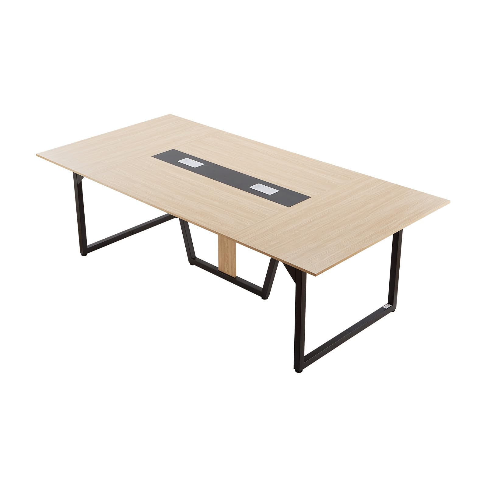 VEVOR Table de conférence rectangulaire de 2400 mm pour 10 Personnes, Table de réunion avec Pieds en métal, Grand Bureau de séminaire Moderne pour Bureau, Salle de réunion, Salle de Formation, Marron