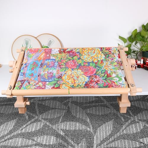 Image of Embroidery Tapestry Scroll Frame, Detachable Cross Stitch Frame, Scroll Embroidery&Quilting Holder for Cross Stitch, Needlepoint, and Sewing Projects (21.45inch*11.8inch)