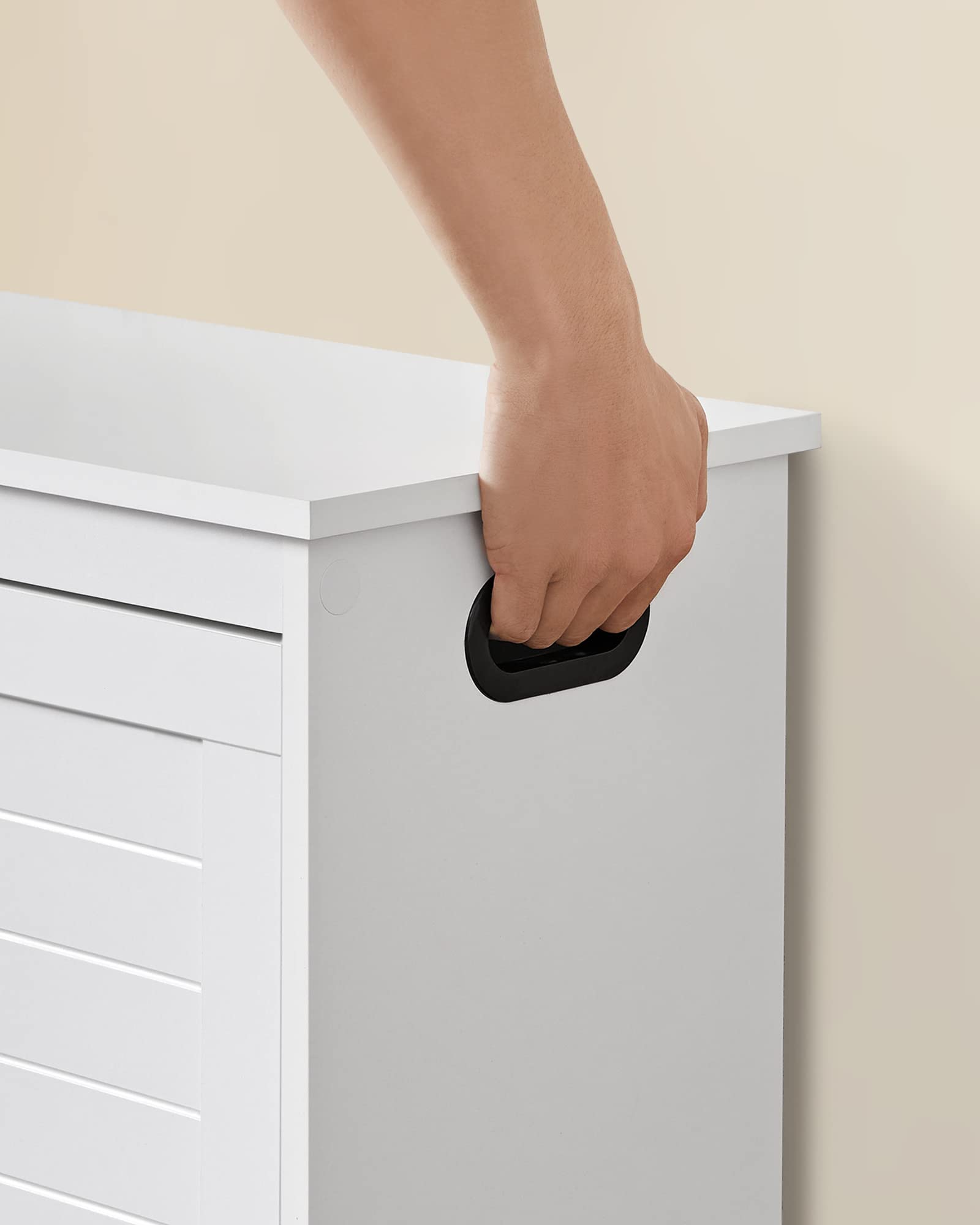 VASAGLE Panca Scarpiera, Scarpiera da Ingresso con 1 Anta a Ribalta, Divisore Interno Regolabile, Mobile Porta Scarpe, con Maniglie Incavate Laterali, 80 x 30 x 46 cm, Bianco LHS120T10
