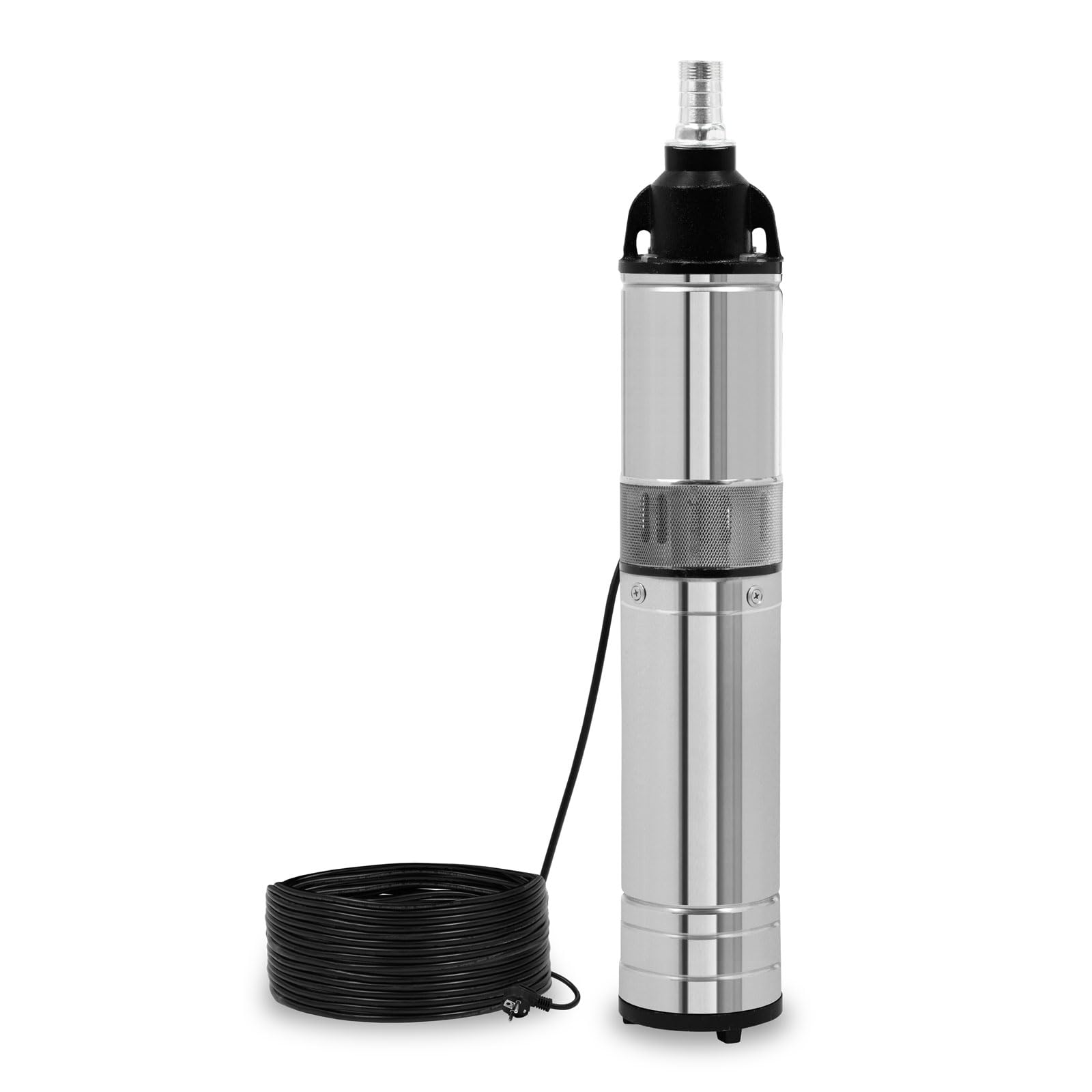 EBERTH Bomba de pozo profundo 4" de acero inoxidable, eléctrica 750W, diámetro 4 pulgadas (10cm), rosca de conexión 1 1/4 pulgadas, cable de alimentación 15m, profundidad de trabajo máx. 15m