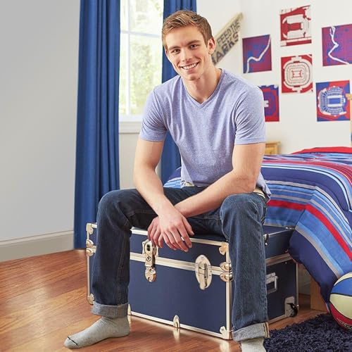 Image of Rhino Trunk & Case Large Essential Trunk With Wheels 32 inchx18 inchx14 inch, 1000+ lbs Capacity - Many Colors. Strong, USA Made Summer Camp Footlocker, and Secure College Dorm Storage Chest