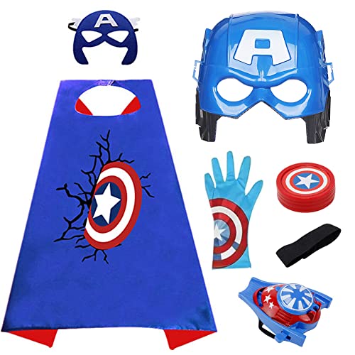FISAPBXC Capas para Niños, A-vengers Capa y Máscara Disfraces Launcher Guantes Máscara Divertidos Capas para Niños Halloween Capas CarnavalJuguetes Infantile Cosplay de Fiesta de Cumpleaños