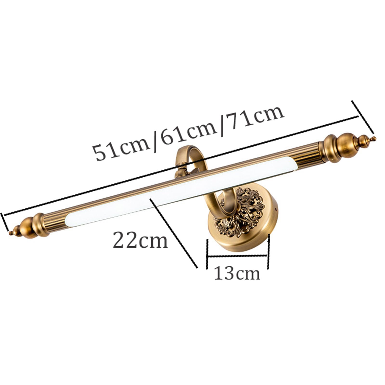 LED Baño Apliques de Pared Espejo IP44 Impermeable Lámparas de Pared 240° Ángulo Ajustable Iluminación Retro Interior Bronce abecera Sala de Estar 3000K/4500K/6500K (Luz Neutra,71cm)