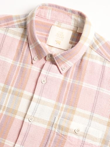 Image of THE BEAR HOUSE Men's Slim Fit Tartan Checked Button-Down Collar Oxford Weave Cotton Casual Shirt