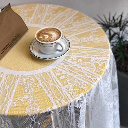 Virfonor Gorgeous Round Lace Tablecloth,Vintage Floral Embroidered Table Cloths, Chic Round Table Cover For Wedding Banquet Holidaydinner Tables 60Inch (White) #TOP4