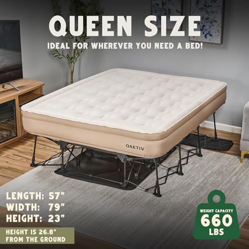 Image of Oaktiv PeakRest Twin Air Mattress with Frame & Built-in Pump