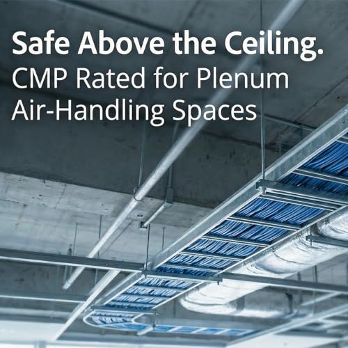 Image of Cat6A Plenum (CMP), 1000ft, 23AWG | 100% Solid Bare Copper | Unshielded Twisted Pair (UTP) Bulk Ethernet Cable, Available in Blue, White & Black Color (Cat6A Plenum Blue)