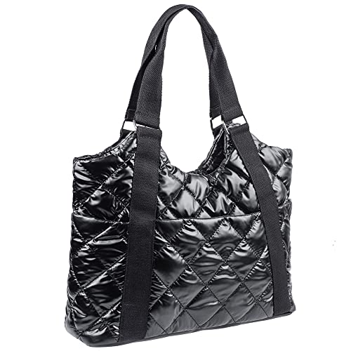 ZffXH Sac à main matelassé multi poches pour fourre tout patchwork femme Léger En nylon Rembourré Imperméable Rembourré Pour le travail les enseignants la gym Cover