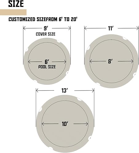Miniatura 3 de TANG Cubiertas redondas de 13 pies para piscina redonda de 10 pies sobre el suelo, cubiertas impermeables de invierno, cuerda de alambre con