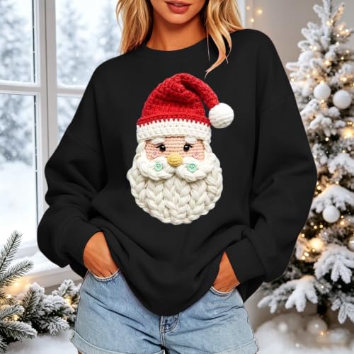 Christmas Sweatshirts for Women Santa Graphic Crewneck Holiday Pullover - image 2