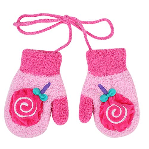 PENINSULA LOVE Toddler Squeaky Winter Gloves Warm Knit Mittens with String Fleece Ski Gloves for Baby Girls Boys 0-3 Year3
