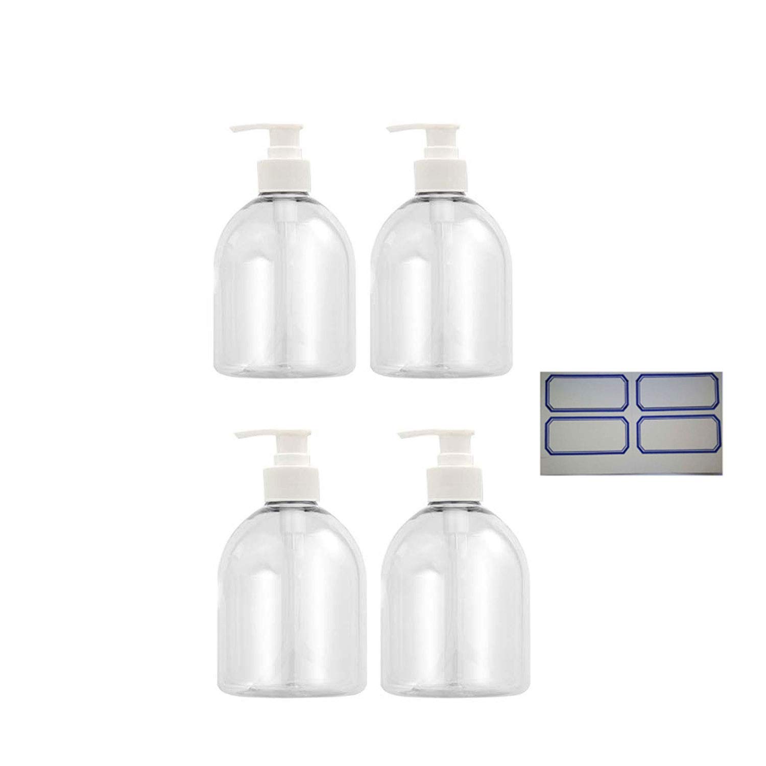 4PCS 500ml Hand Sanitizer Soap Liquid Refillable Plastic Emulsion Dispenser Empty Spray Pump Bottle, PET plastic bottle for Cosmetic Shampoo,Lotions,