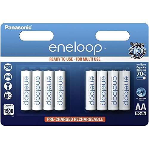 Panasonic eneloop BK-3MCCE/8BE Nickel Metal Hydride AA Batteries, Classic AA 8-Pack, One Size