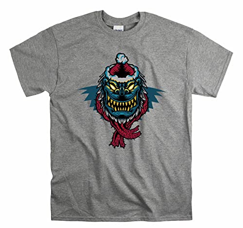 T-shirt Yeti Scary Horror de Noël gris taille L pour homme et femme look tendance