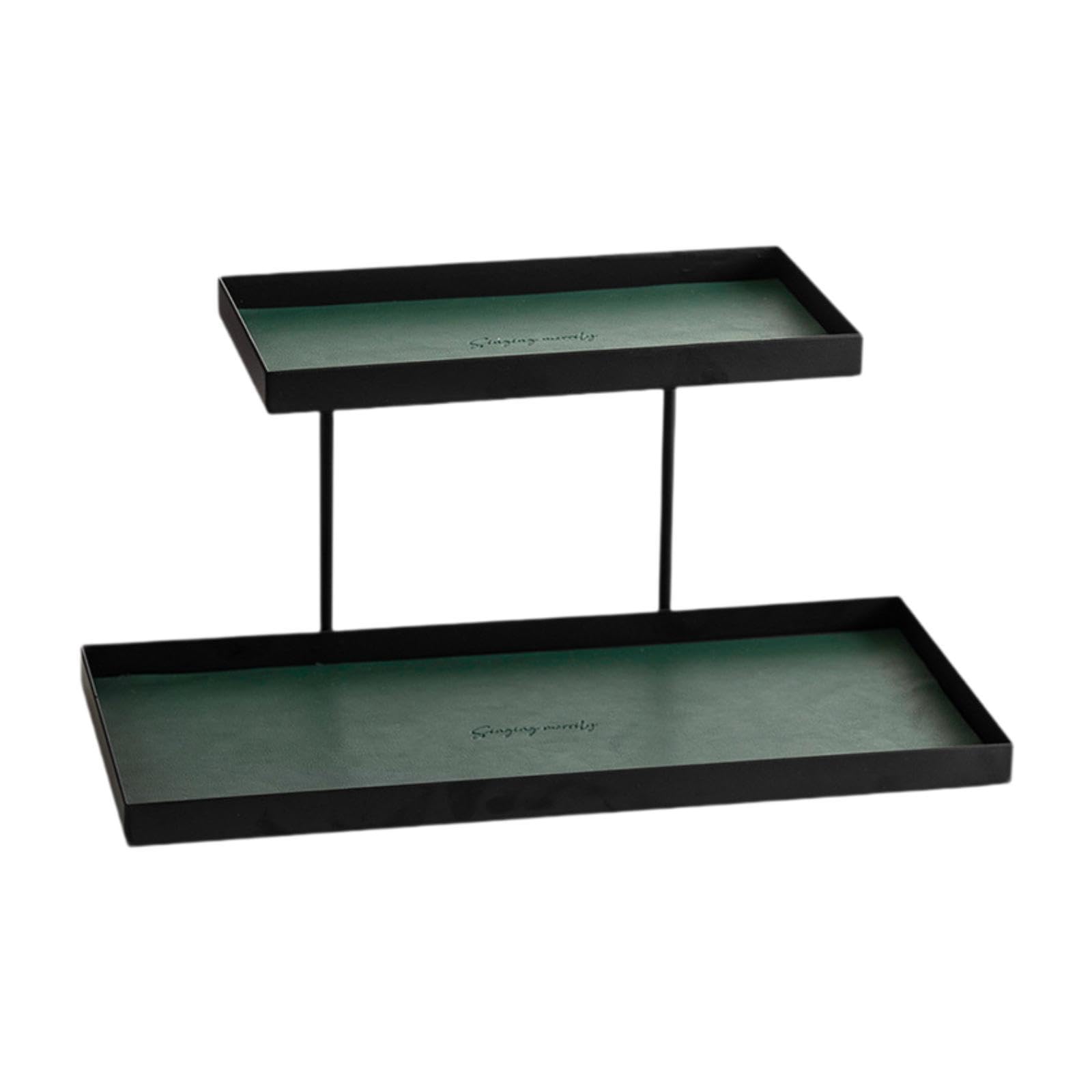 Plateau organisateur de maquillage et clés vert chic pour coiffeuse