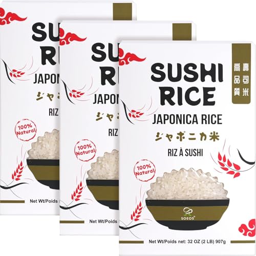 Soeos Japonica Sushi Rice 2 Pound Pack of 3