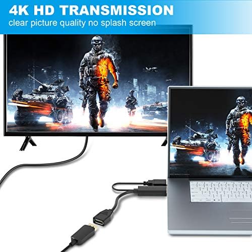 CableDeconn HDMI to DisplayPort DP Cable, HDMI Male 3840x2160 UHD 4K to DisplayPort DP Female with Micro USB Female Converter 15cm Cable for Laptop Desktop Monitors(15CM)