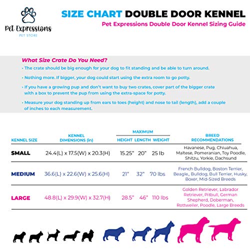Pet Expressions Luxury Colorful 24 Inch Foldable Dog Crate With 2 Doors | Free Training Ebook And Pet Calming Music | 3 Colors & 3 #TOP1
