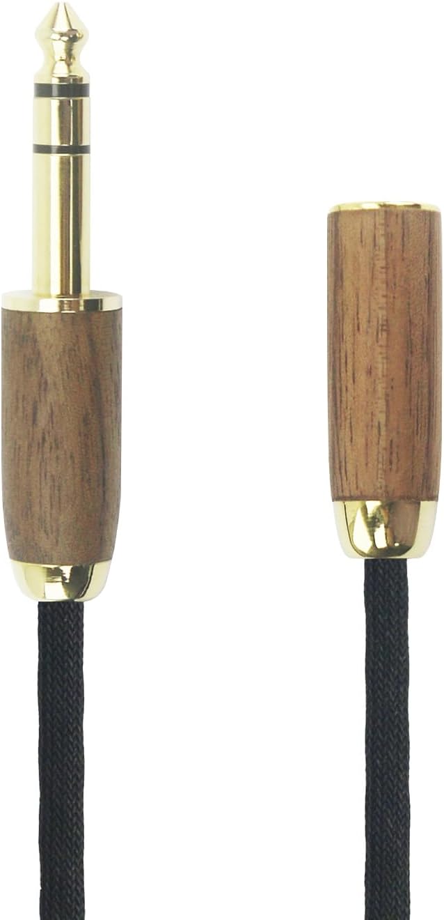 NewFantasia 6.35mm 1/4" Male to 4.4mm Balanced Female Headphone Audio Adapter Cable OD 5mm 6N OCC Copper Single Crystal Silver Plated Wire Walnut Wood Shell 6.35mm Male to 4.4mm Female
