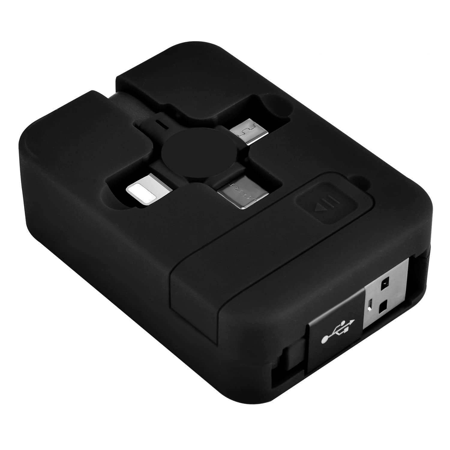 3-in-1 Retractable Multi Charging Cable & Phone Stand – Universal USB-C Cable Compatible with iPhone, Android, Micro USB, Travel Charger Lead